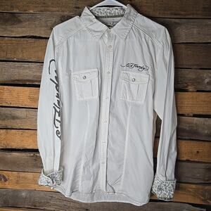 Ed Hardy by Christian Audigier Men's Large Skull Graphic Kiss Of Death Rare